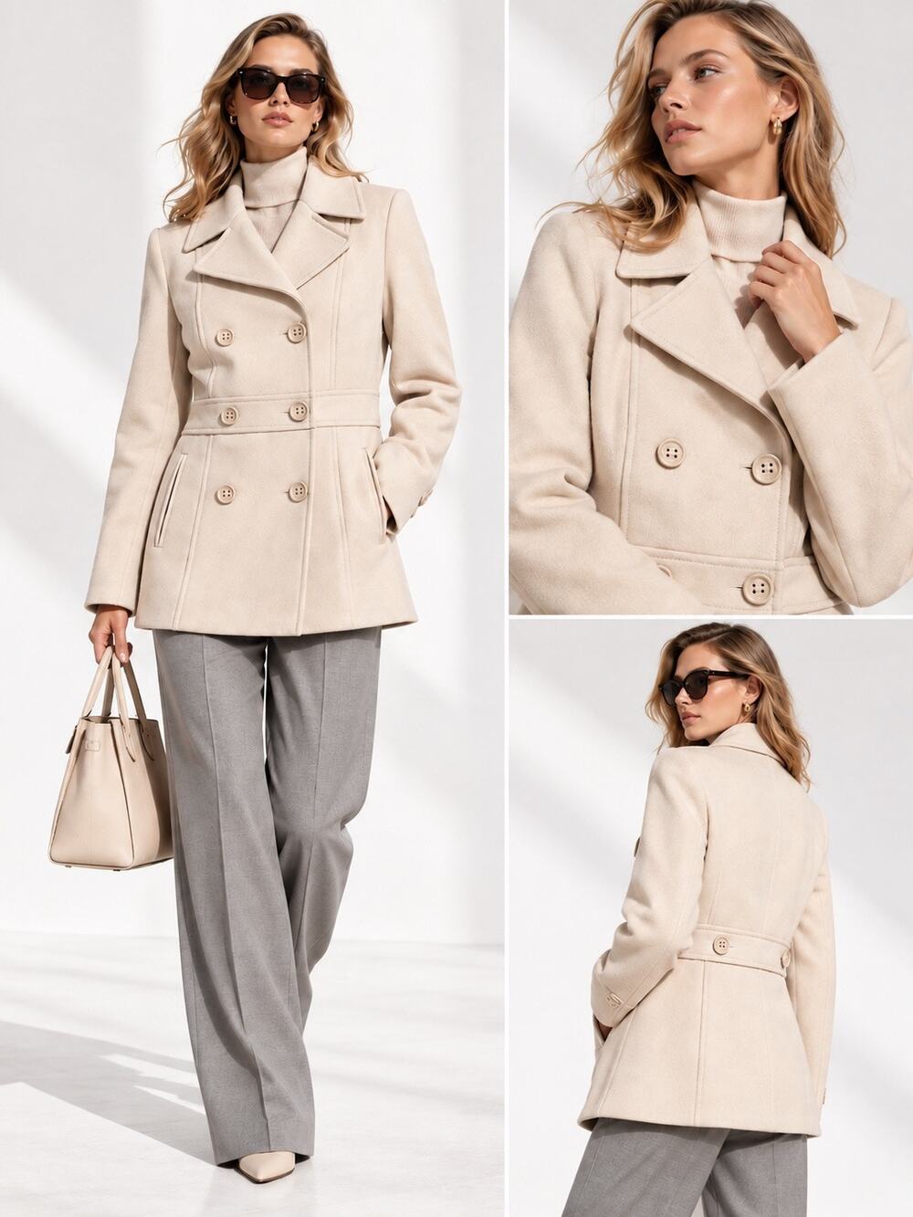 Kenneth Cole Reaction Women’s Wool Blend Peacoat – Size 10